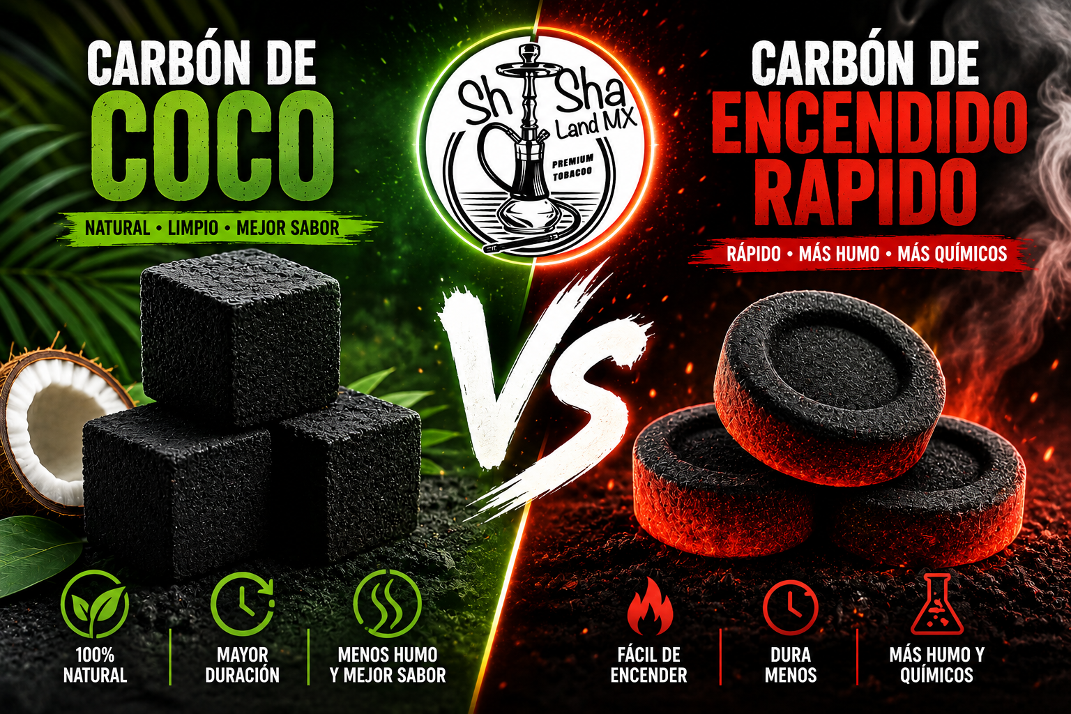 Carbón de coco VS encendido rápido: ¿Cuál es mejor para tu sesión de shisha?