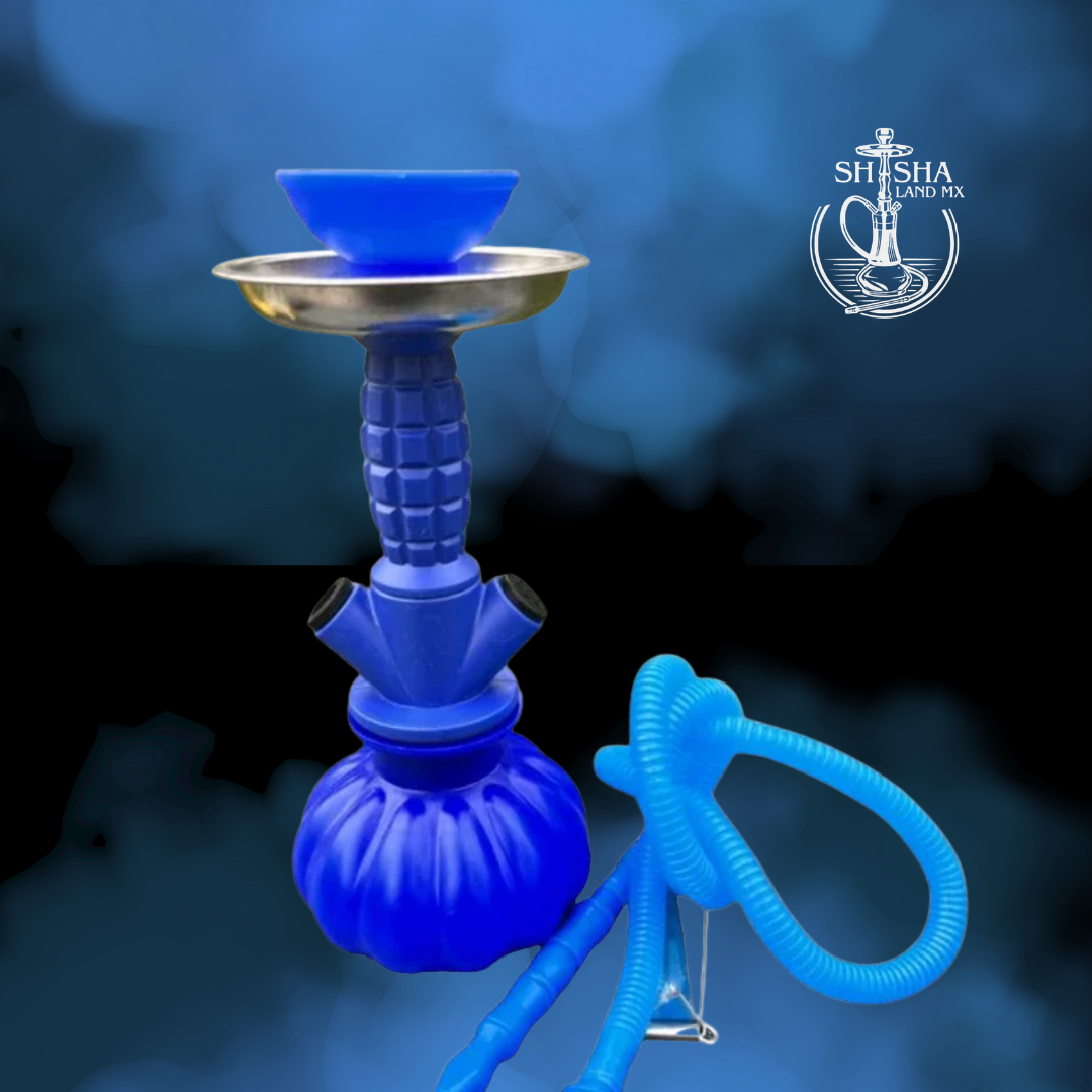 Kit de shisha mini de plástico portátil ideal para viajes y transporte ligero azul