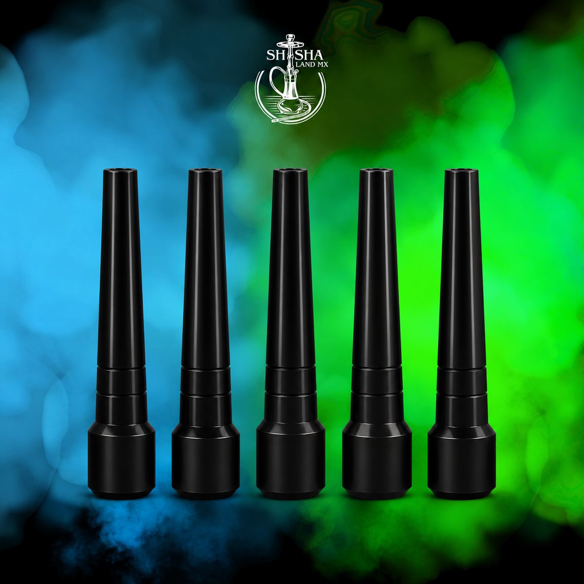 Paquete de boquillas largas negras para shisha y hookah
