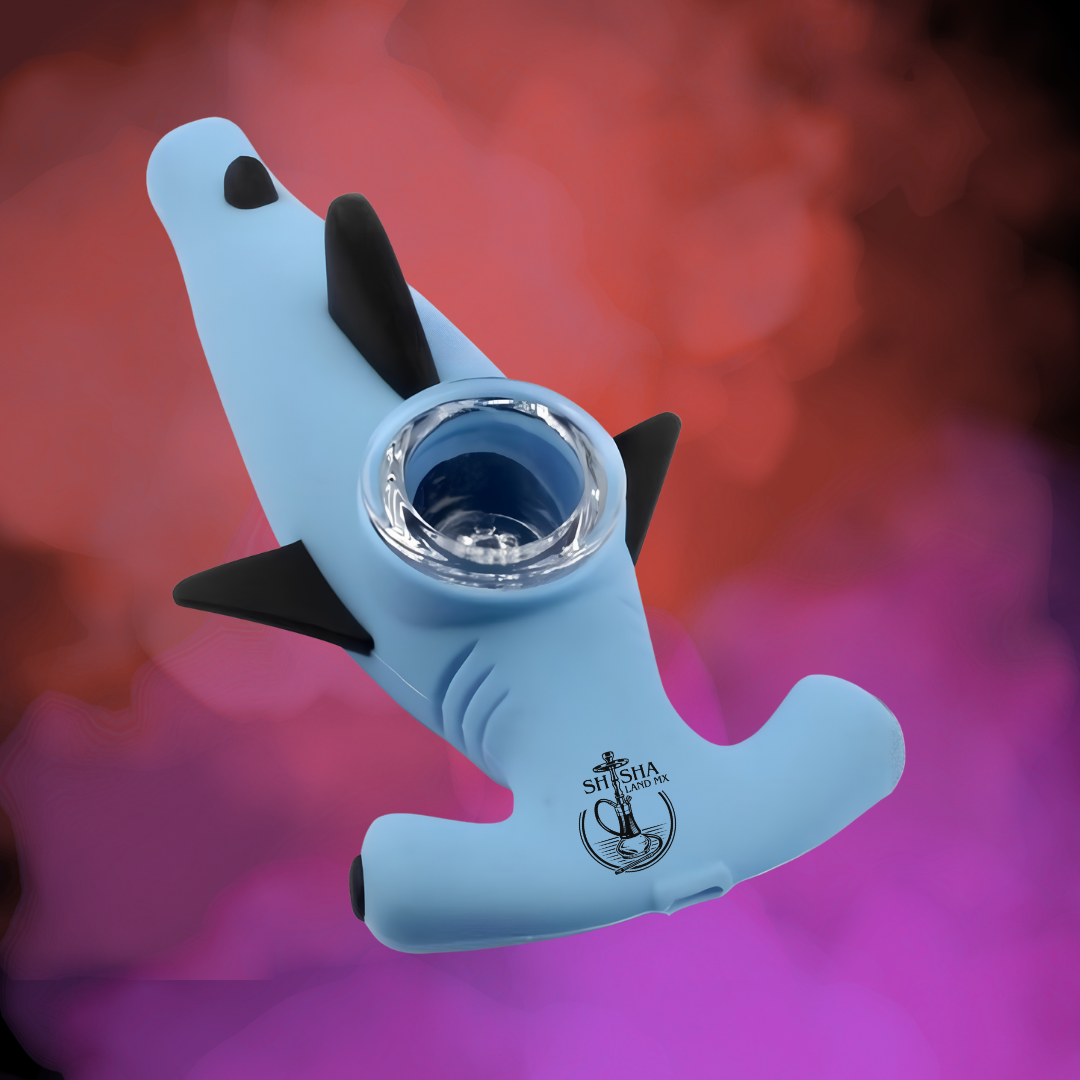 Pipa de silicona y vidrio en forma de tiburón, pipa de mano para fumar