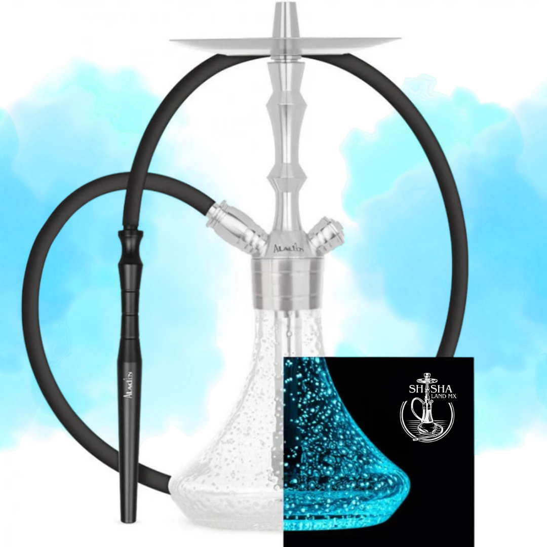 Shisha Aladin MVP 360 que brilla en la oscuridad, acero inoxidable, cachimba, hookah y narguile