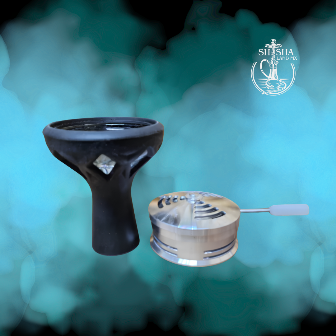 Shisha Aladin MVP 360 que brilla en la oscuridad, acero inoxidable, cachimba, hookah y narguile