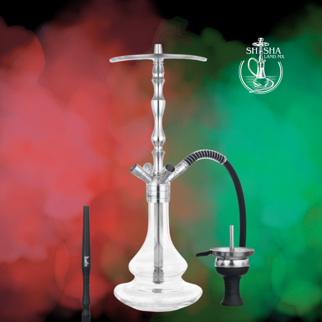 Shisha Aladin MVP 500 de acero inoxidable transparente, cachimba, hookah y narguile