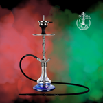 Shisha Aladin MVP 500 de acero inoxidable color Transparente fondo azul, cachimba, hookah y narguile