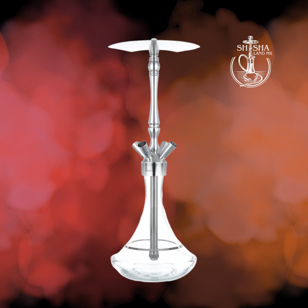 Shisha Aladin MVP 550 de acero inoxidable color rojo, cachimba, hookah y narguile-transparente