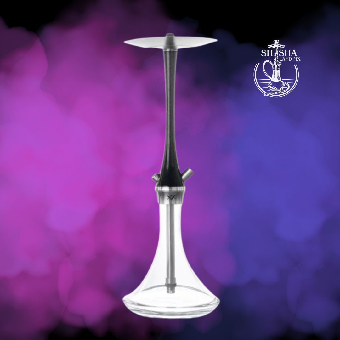 Shisha Aladin Valentino de acero inoxidable y fibra de carbono, cachimba, hookah y narguile