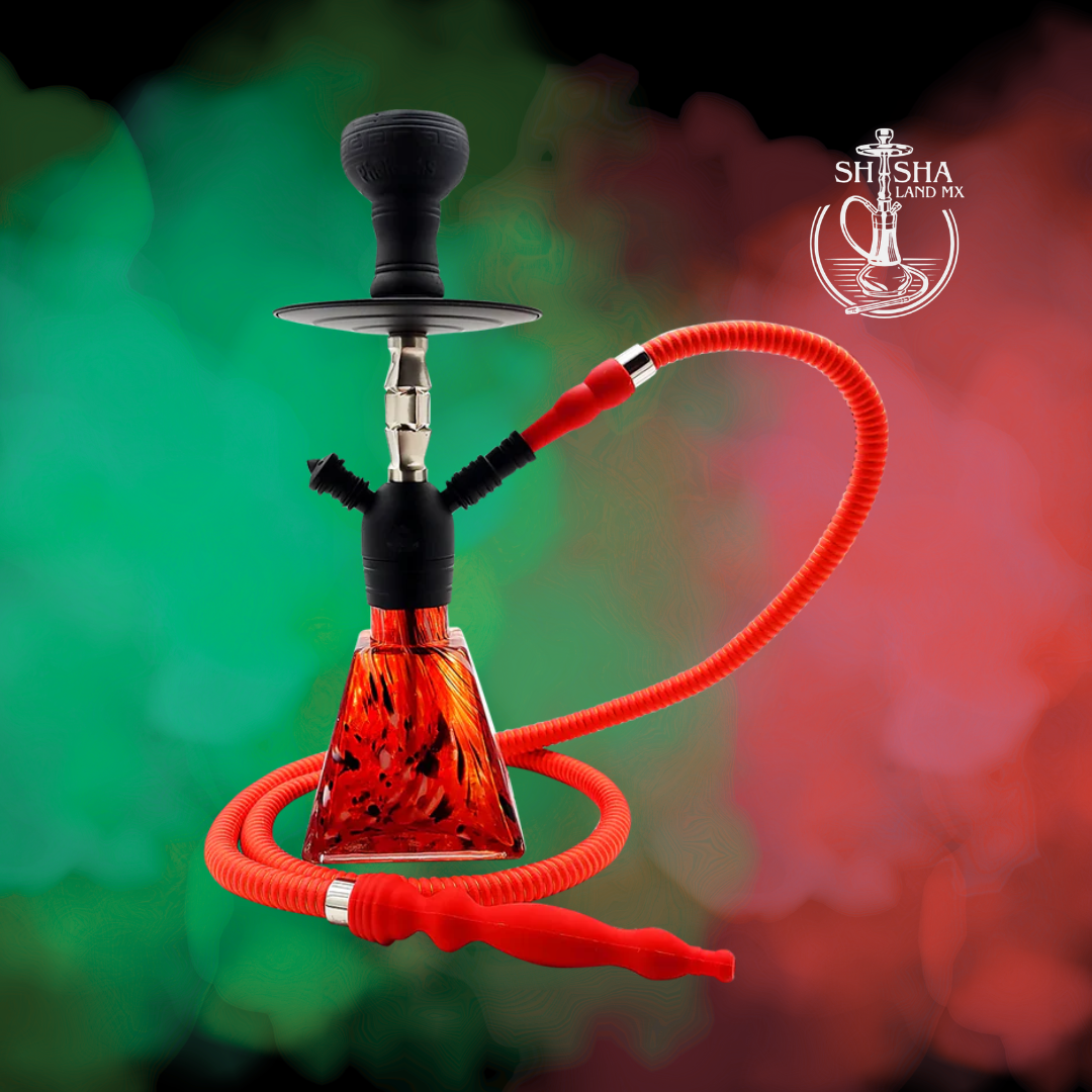 Shisha Aztec marca Pharaohs de acero inoxidable y base de vidrio premium volcano