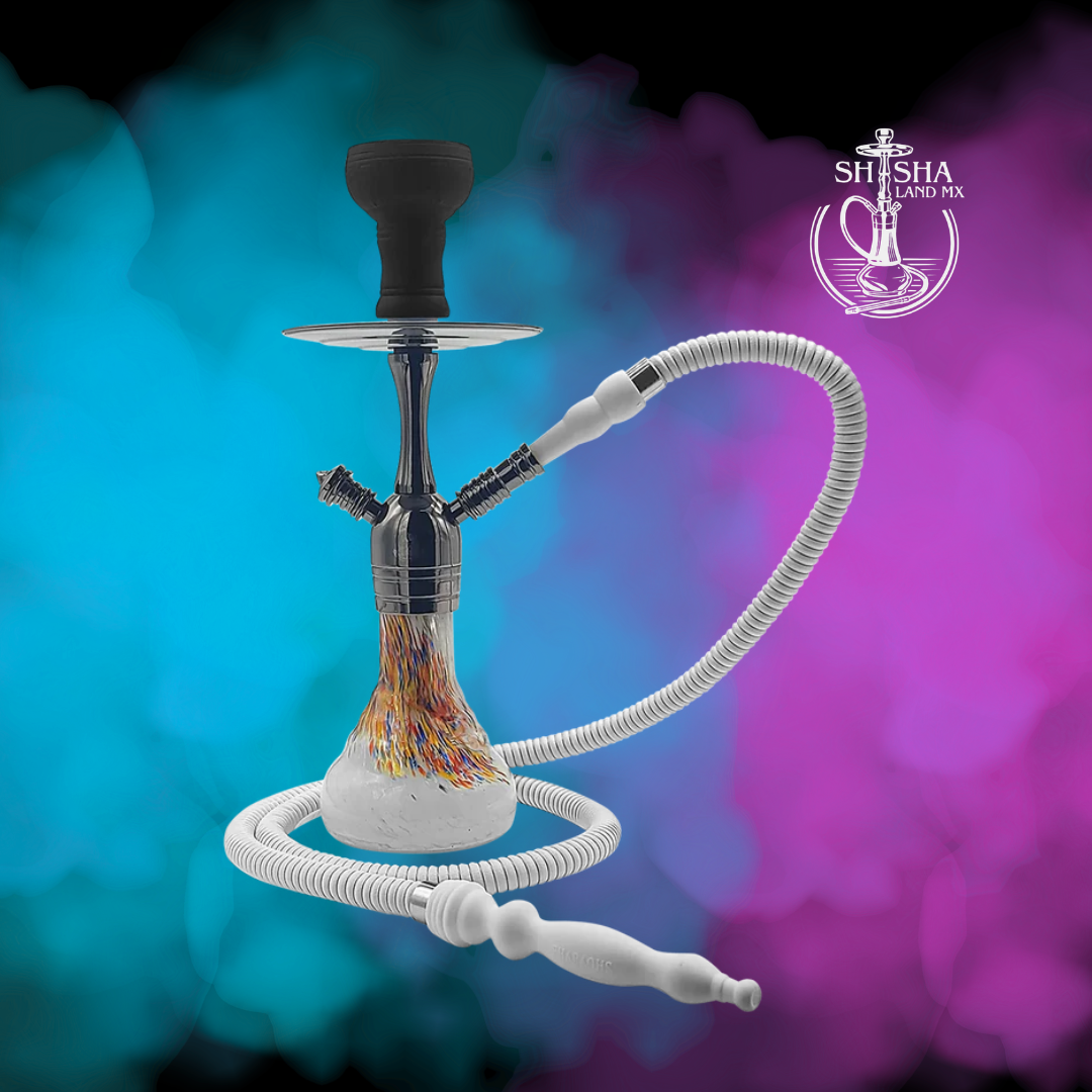 Shisha Kaya marca Pharaohs de acero inoxidable y base de vidrio premium abstract
