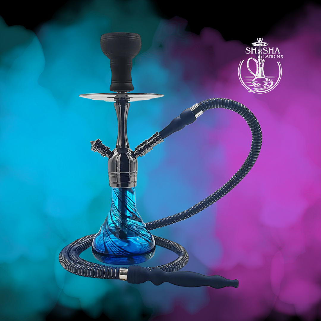 Shisha Kaya marca Pharaohs de acero inoxidable y base de vidrio premium deep sea
