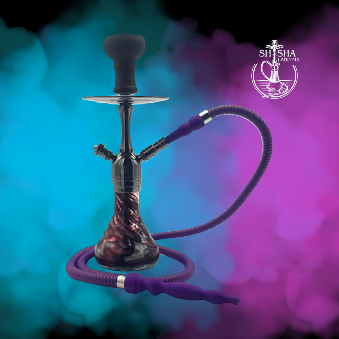 Shisha Kaya marca Pharaohs de acero inoxidable y base de vidrio premium grape