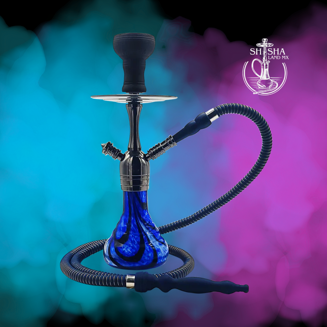 Shisha Kaya marca Pharaohs de acero inoxidable y base de vidrio premium storm