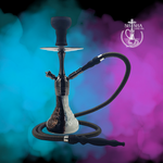 Shisha Kaya marca Pharaohs de acero inoxidable y base de vidrio premium white gold