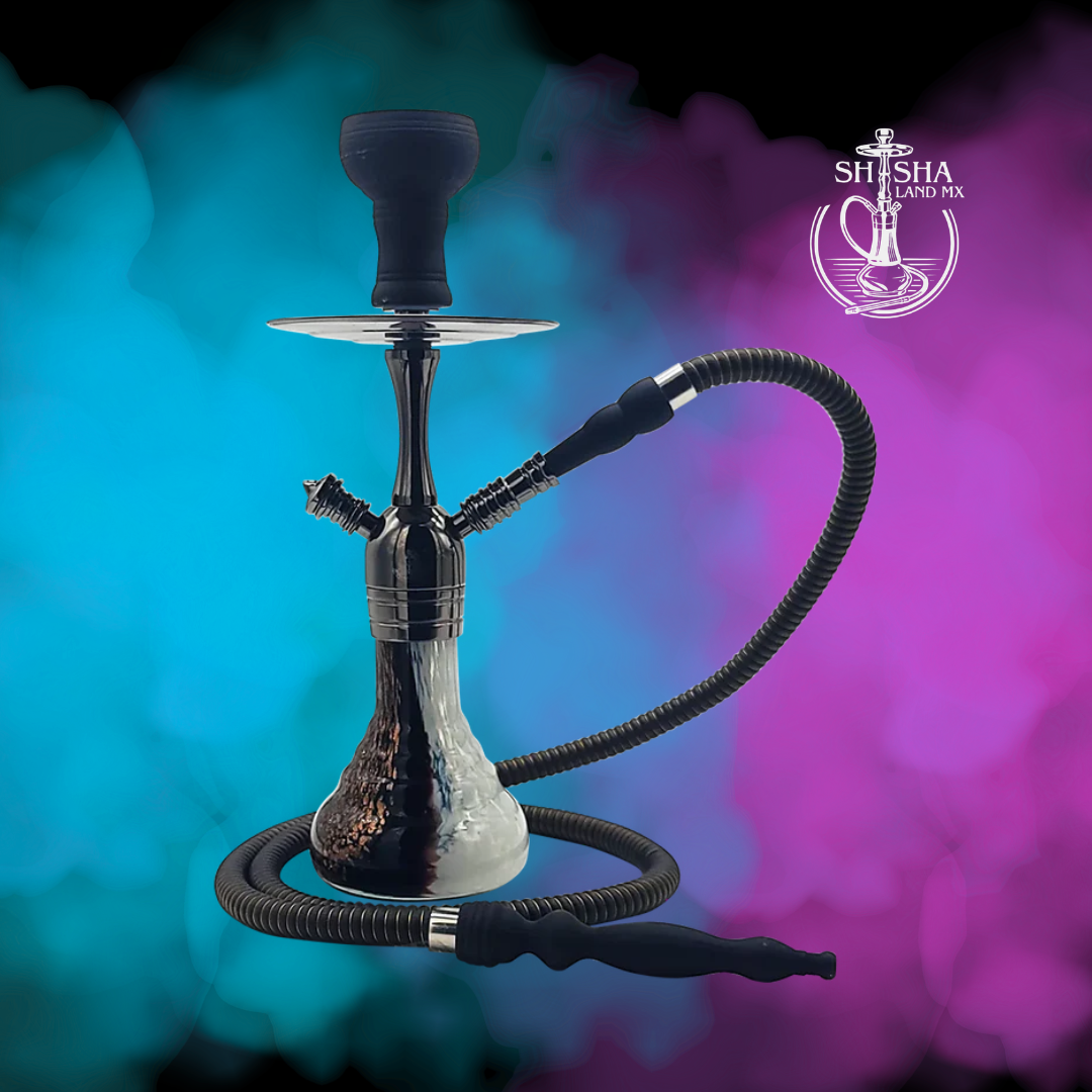 Shisha Kaya marca Pharaohs de acero inoxidable y base de vidrio premium white gold