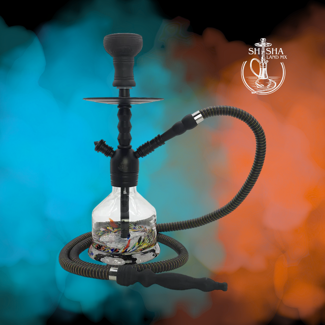 Shisha Odessa marca Pharaohs de acero inoxidable y base de vidrio premium black