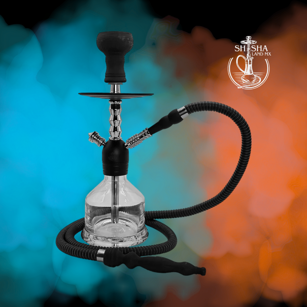 Shisha Odessa marca Pharaohs de acero inoxidable y base de vidrio premium chrome