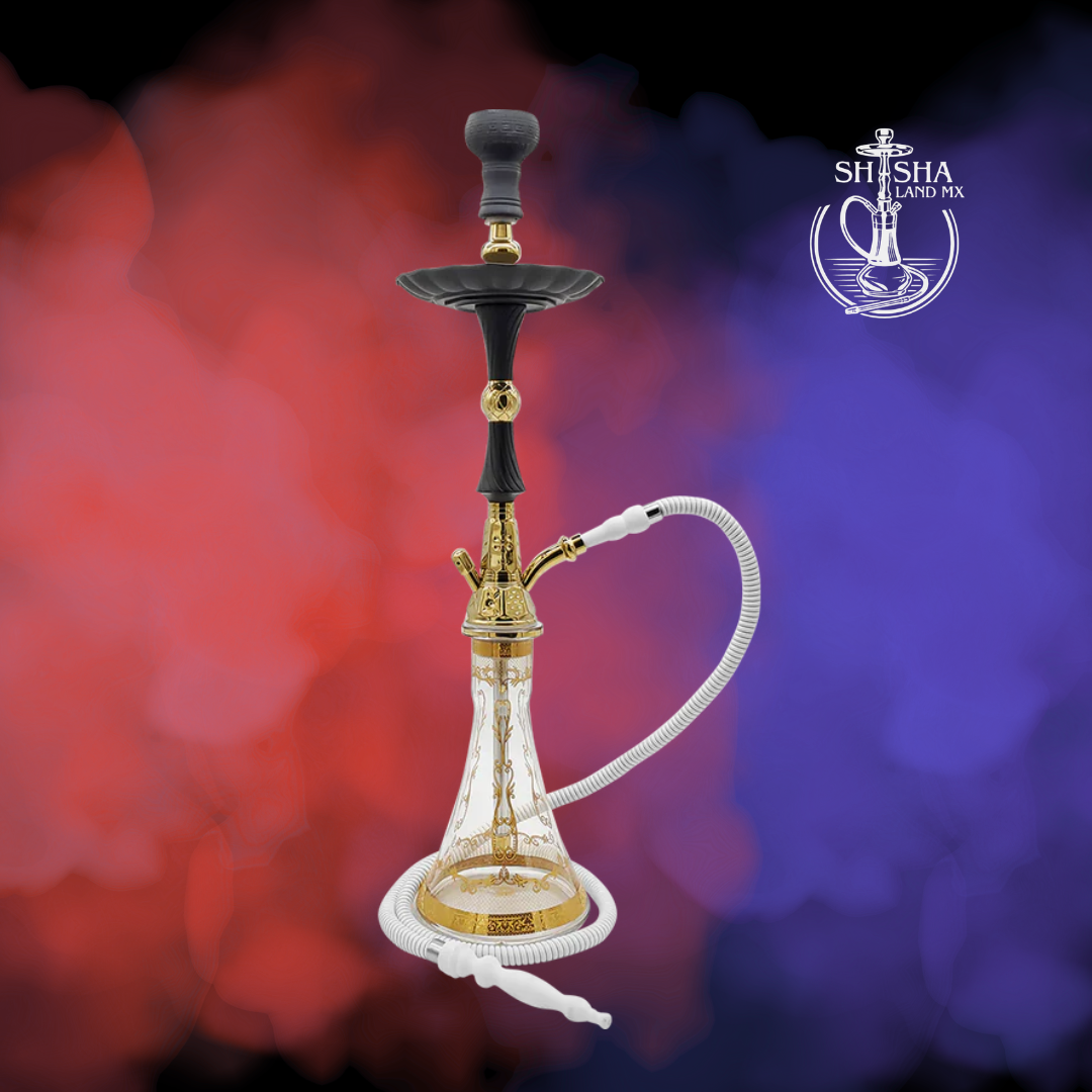 Shisha Vega marca Pharaohs de acero inoxidable y base de vidrio de 75 cm clear