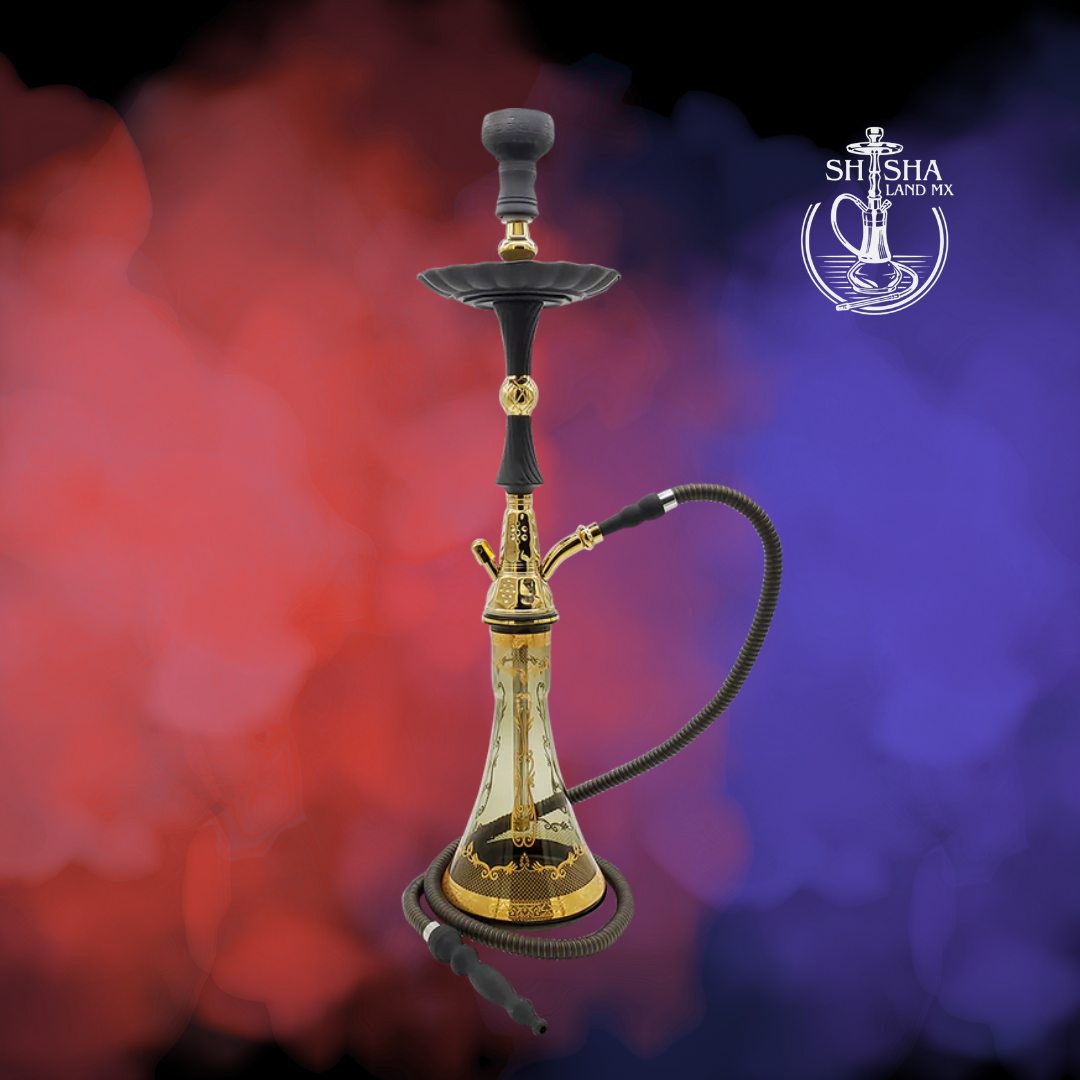 Shisha Vega marca Pharaohs de acero inoxidable y base de vidrio de 75 cm smoke