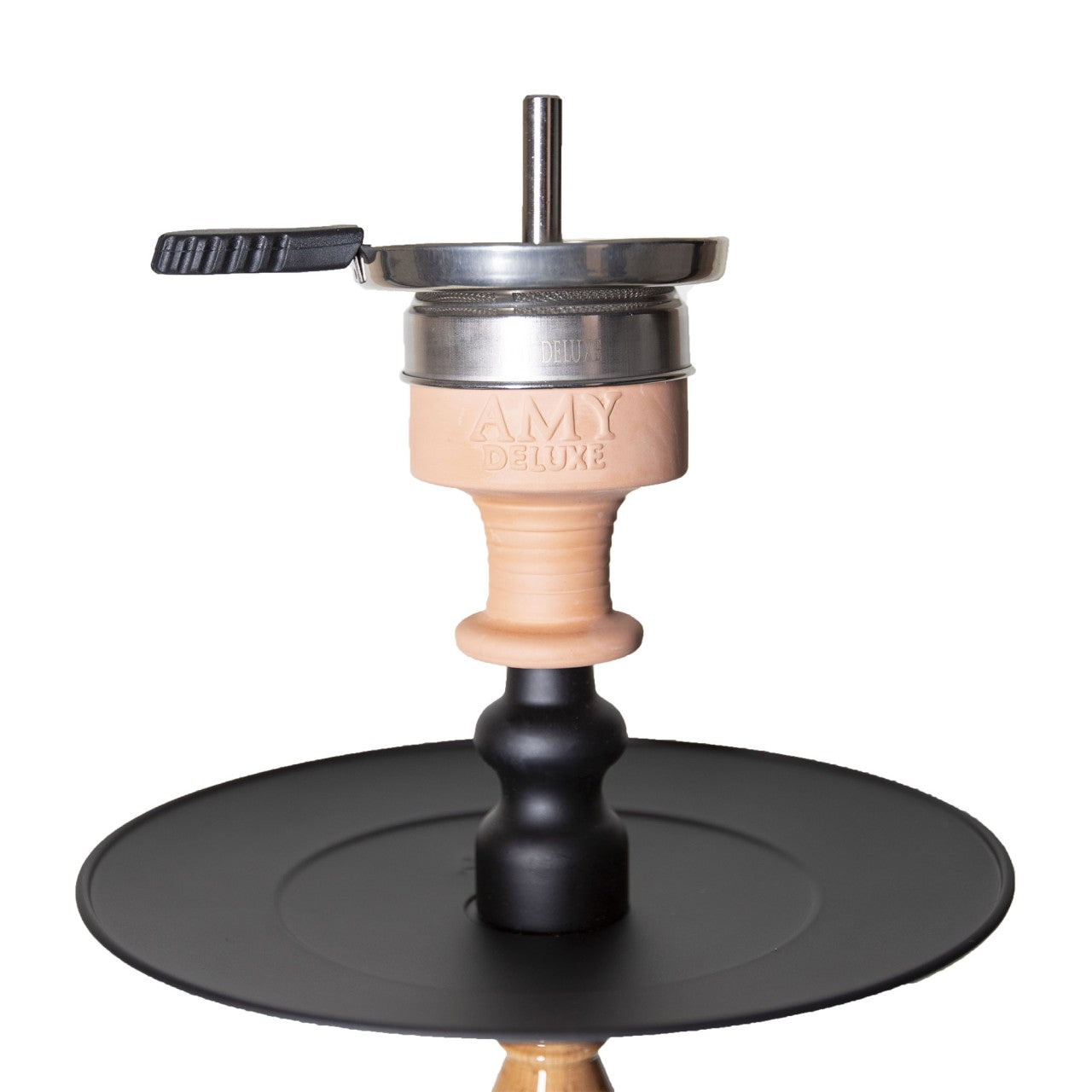 Shisha AMY estilo egipcio Khalil Mamoon modelo Tradi Matt Black Wood Clear para tabaco y humo hookah premium