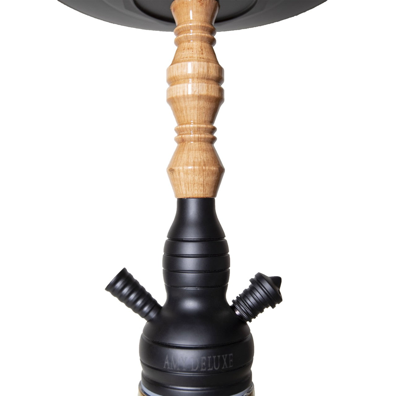 Shisha AMY estilo egipcio Khalil Mamoon modelo Tradi Matt Black Wood Clear para tabaco y humo hookah premium