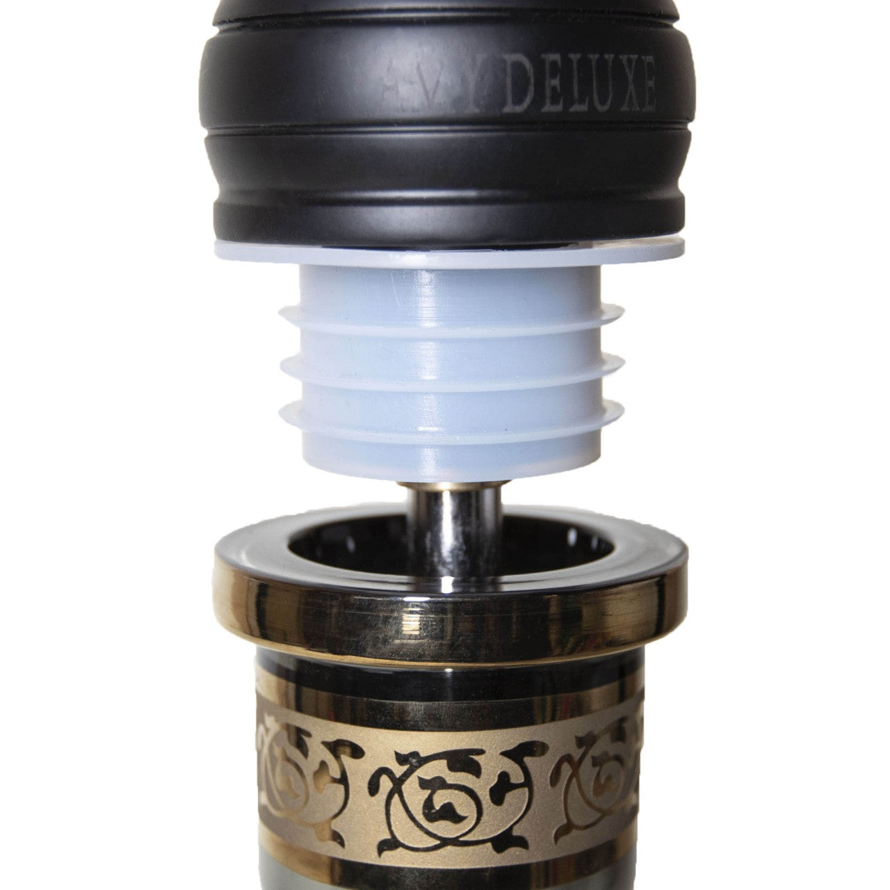 Shisha AMY estilo egipcio Khalil Mamoon modelo Tradi Matt Black Wood Clear para tabaco y humo hookah premium