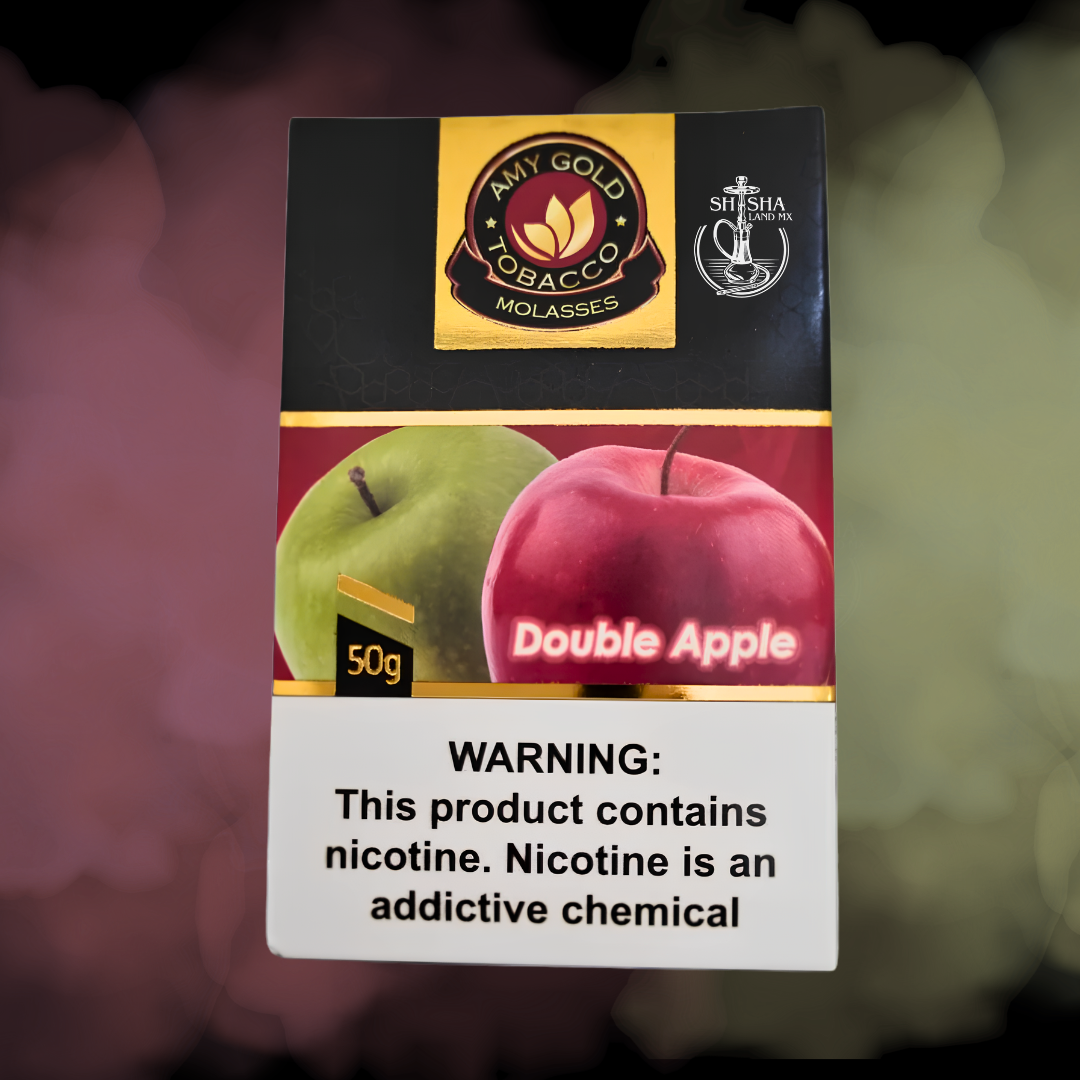 Tabaco AMY Gold 2 Manzanas (Anís) de 50 g para shisha, presentación individual con hoja Virginia premium