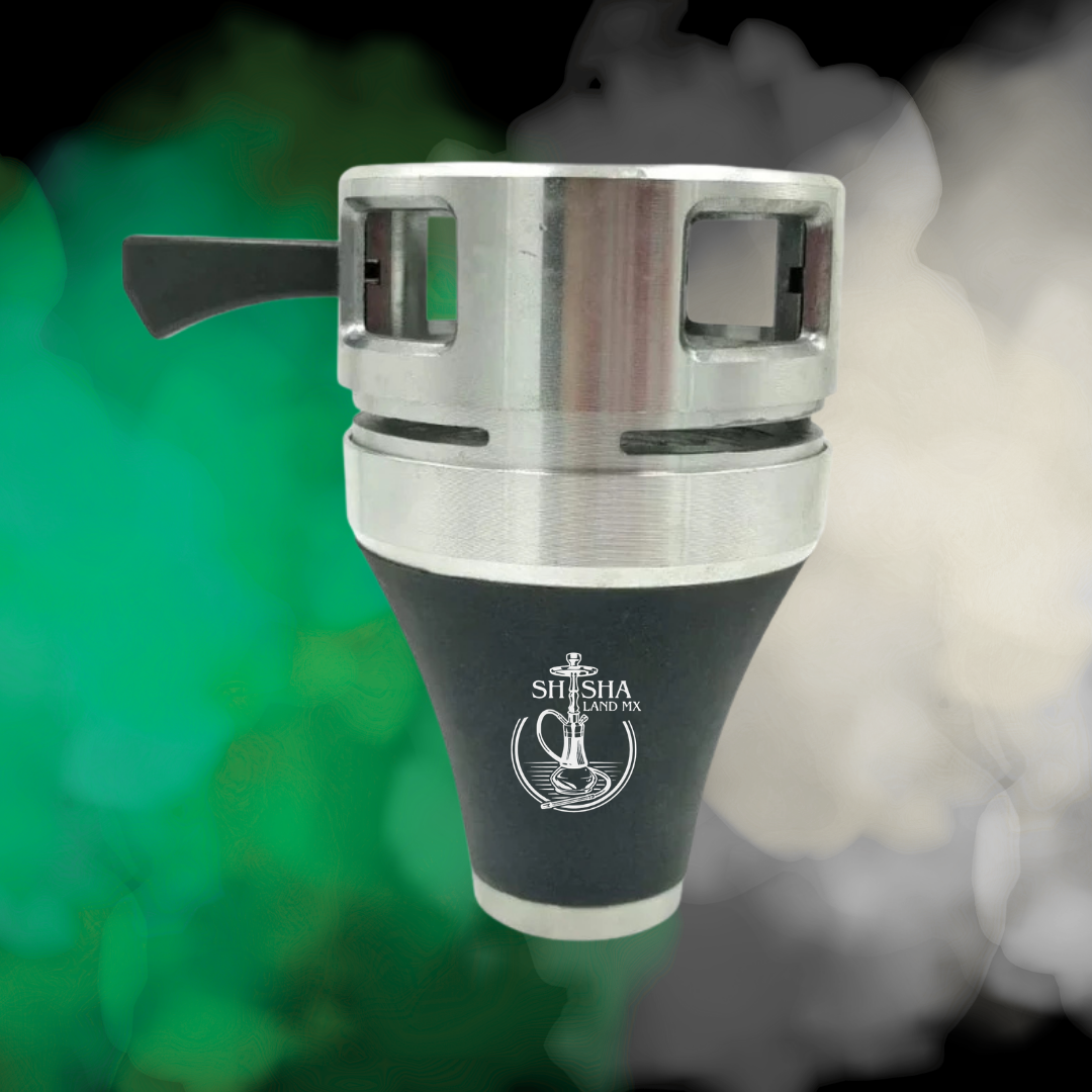 Tabaquera y cazoleta Max Steel resistente para carbón de coco de shisha, cachimba, hookah y narguile