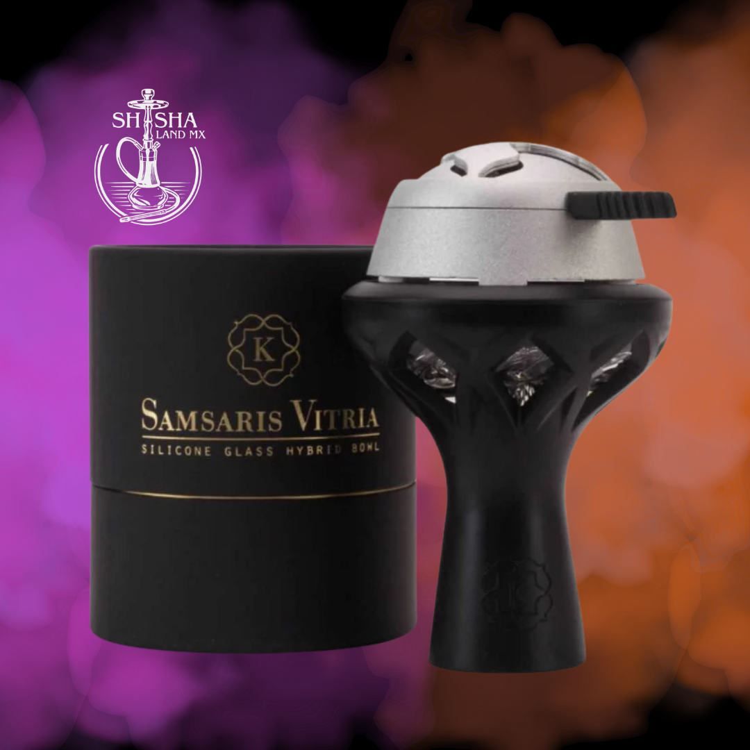 Tabaquera y cazoleta Kaloud Samsaris Vitria II de vidrio templado y silicona para shisha, cachimba, hookah y narguile
