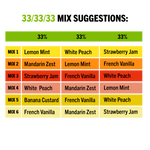 Suggestions Fumari Six Mix lemon mint- mandarin zest- strawberry jam- white peach, banana custard- french vanilla 33%