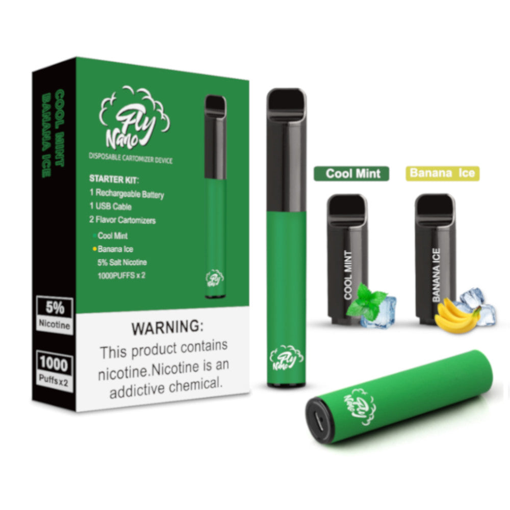 Vape FLY Nano Starter Kit contiene cool mint y banana ICE